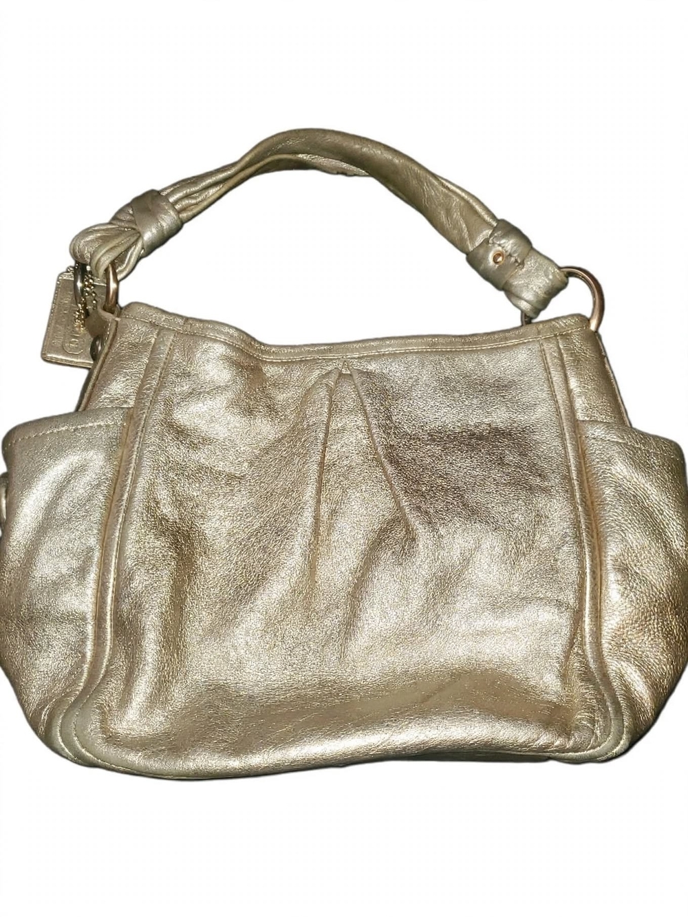 Coach Parker Metallic Champagne Gold Leather Shoulder Bag 13466 Y2K Hobo 2008